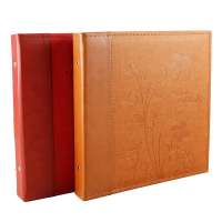 Guanmei Self adhesive DIY sheet wedding photo album Leather scrapbook album large 12x12 red/brown color wholesale photo albums